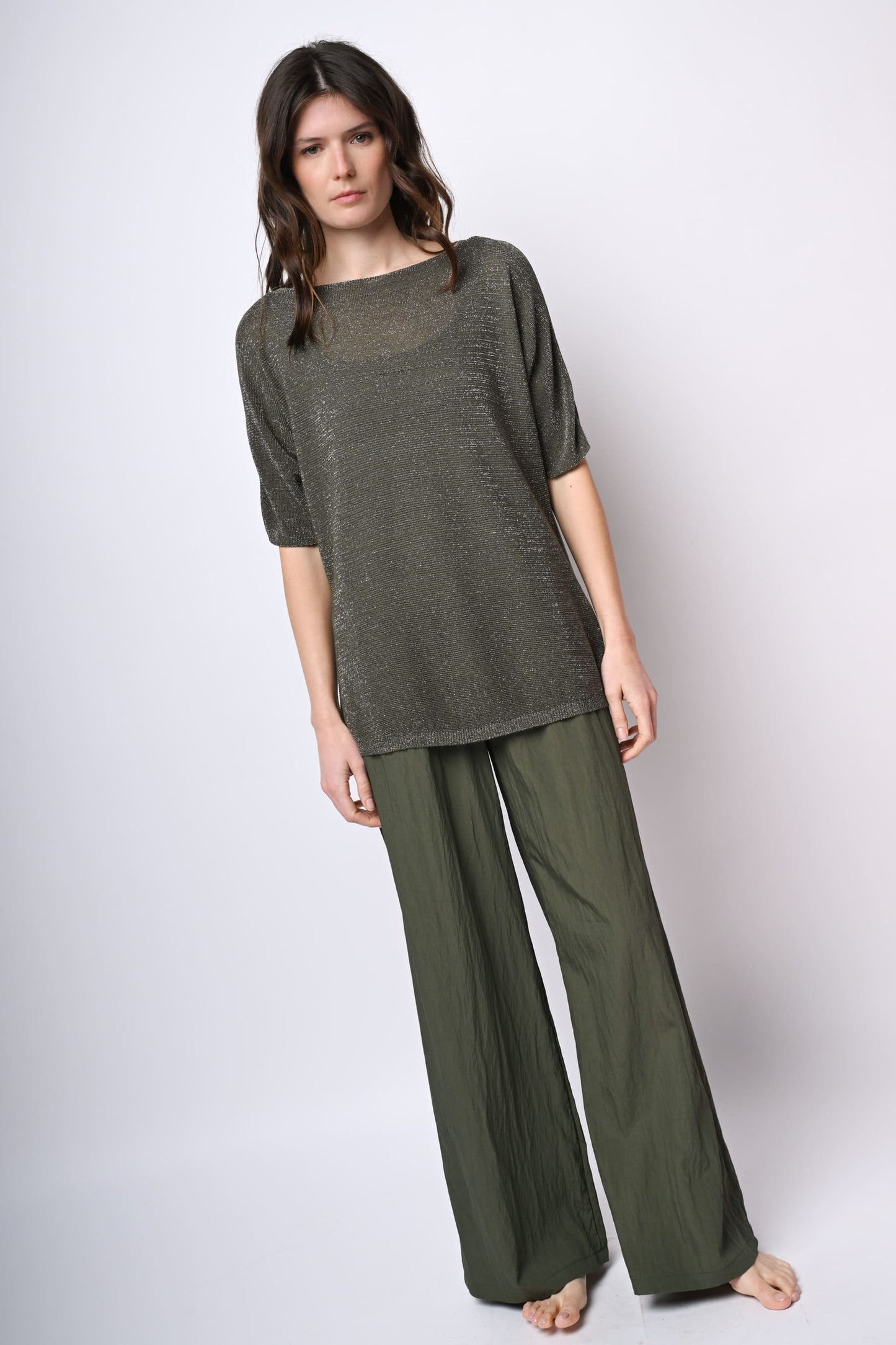Top oversize in maglia lurex