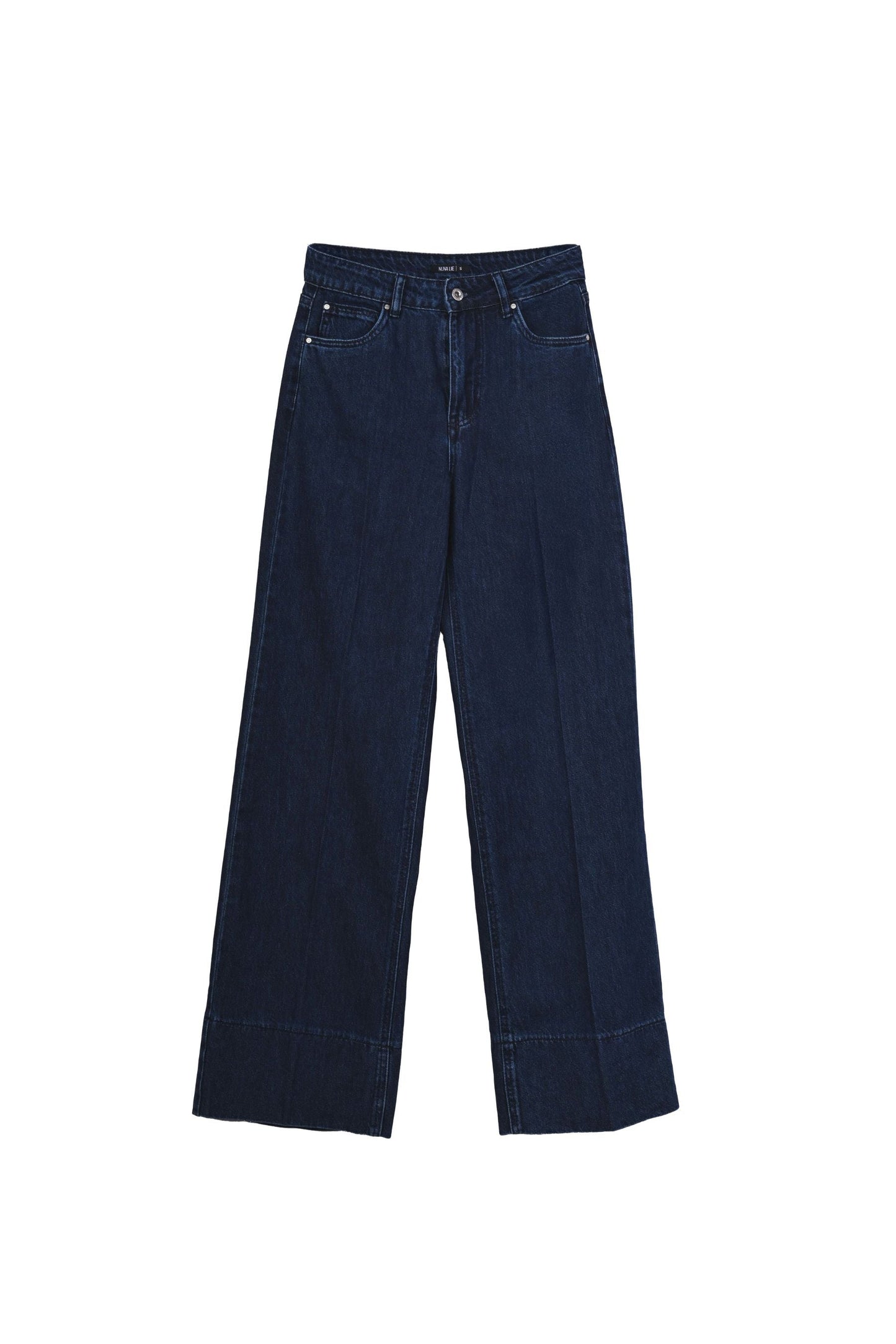 Jeans a gamba ampia con risvolto