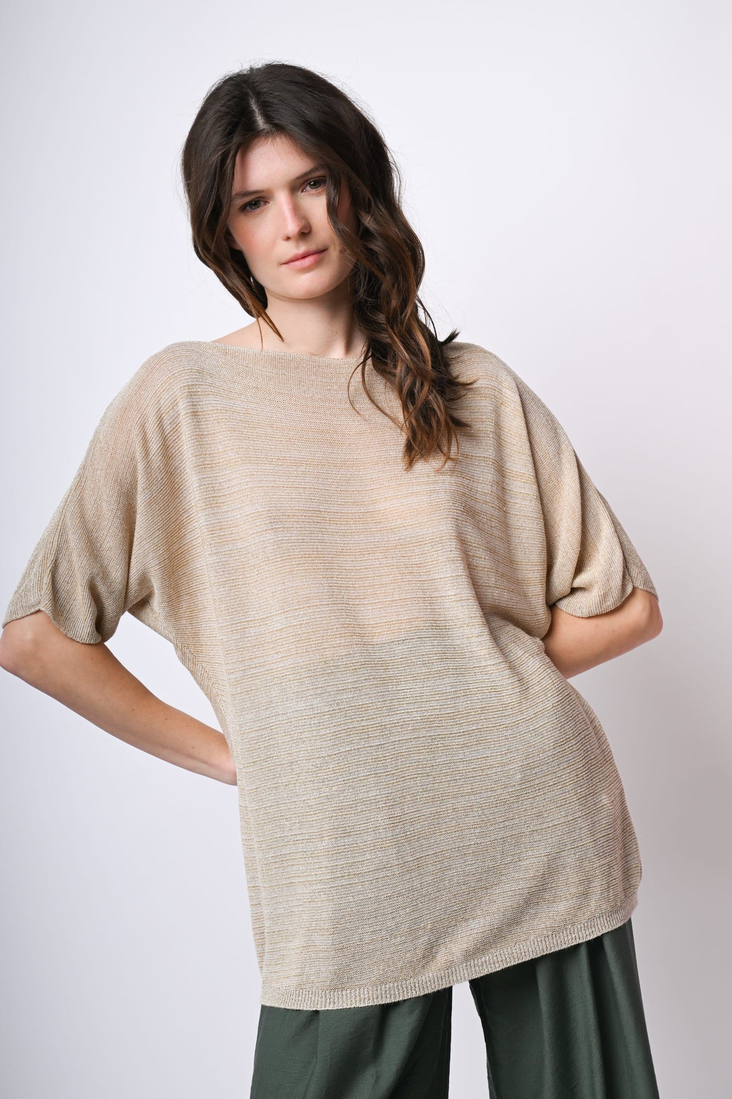 Top oversize in maglia lurex
