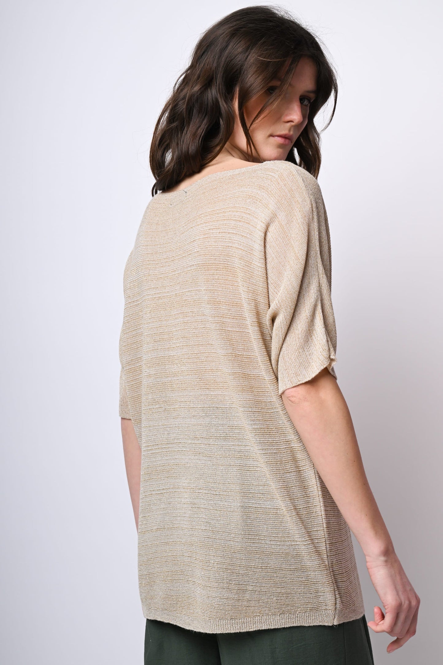 Top oversize in maglia lurex
