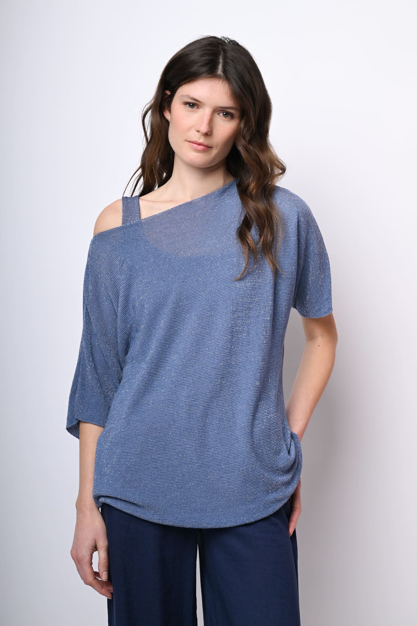 Top oversize in maglia lurex