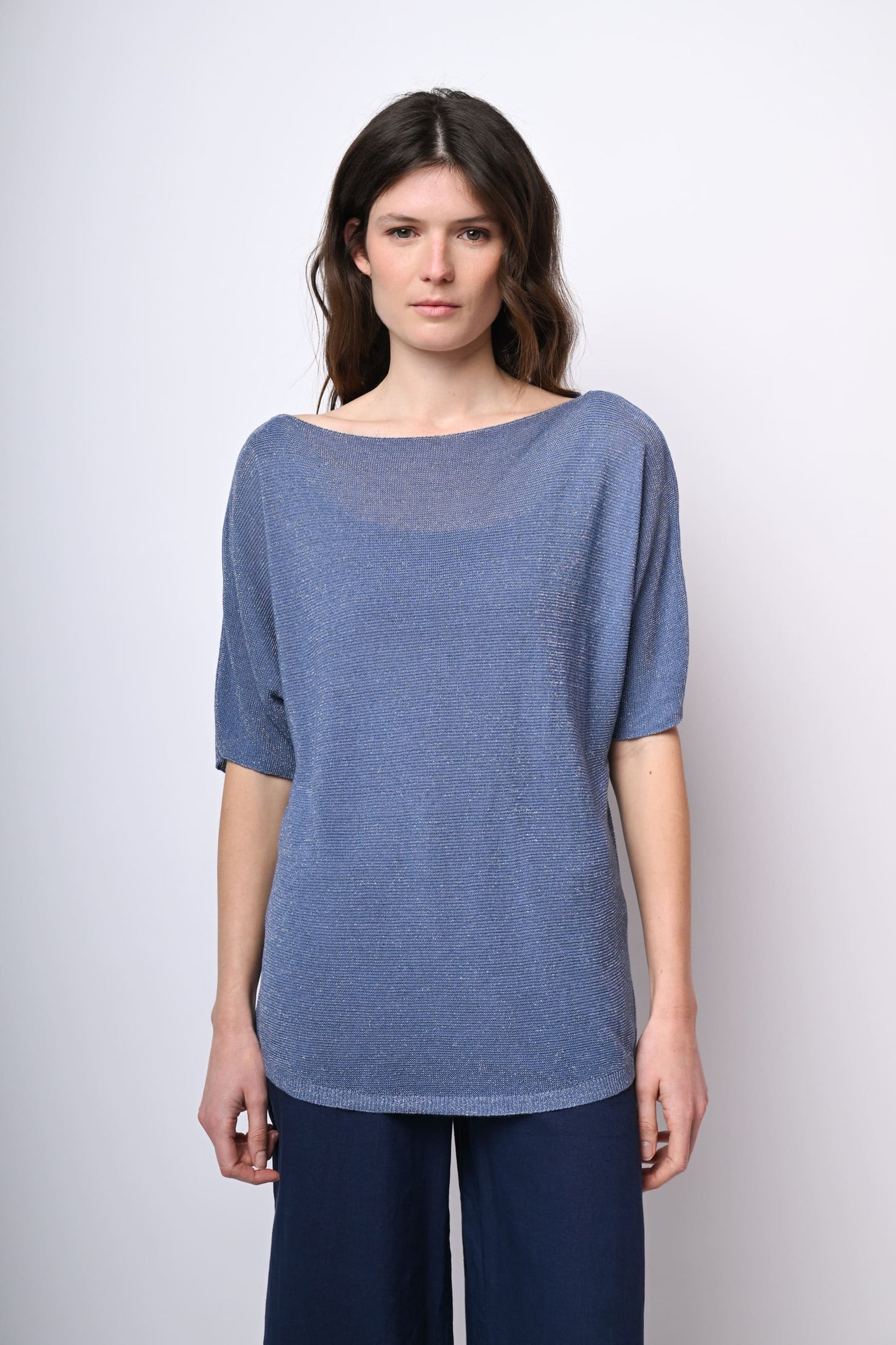 Top oversize in maglia lurex