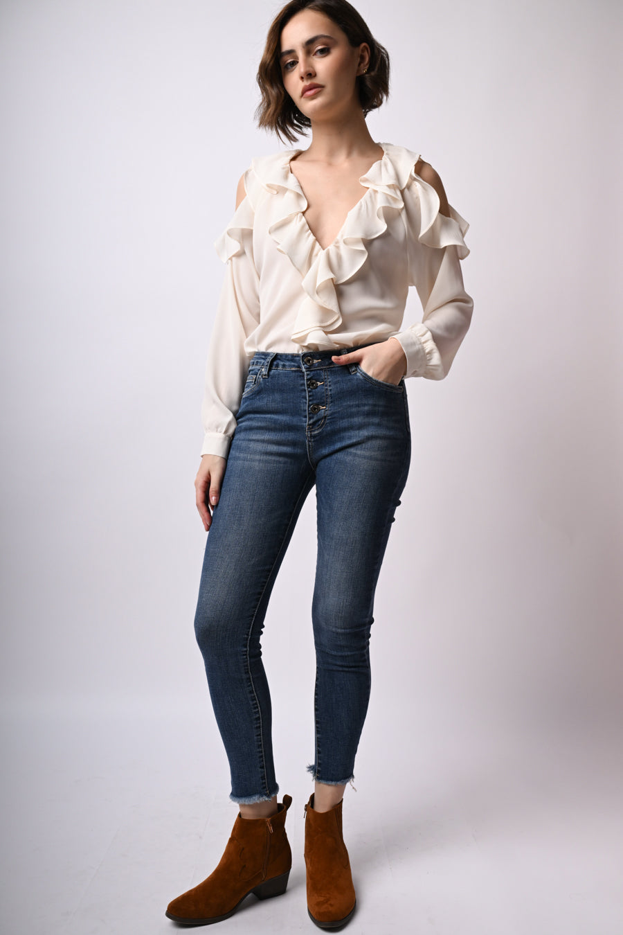 Jeans skinny con bottoni